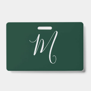 Badge Vert foncé uni élégant moderne monogramme propre n