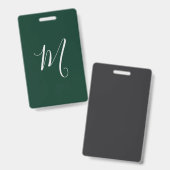 Badge Vert foncé uni élégant moderne monogramme propre n (Avant & arrière)