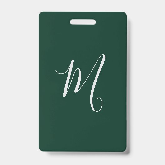 Badge Vert foncé uni élégant moderne monogramme propre n (Avant)