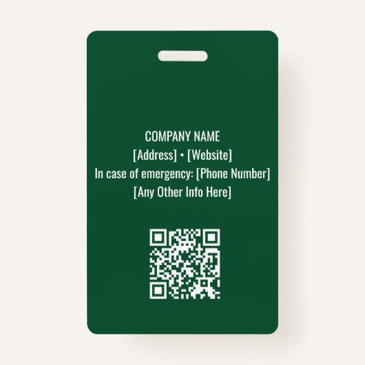 Badge Vert | ID photo de l'employé Sécurité de la sociét (Dos)