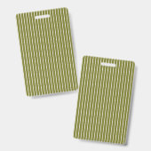 Badge Vert olive et rayures blanches avec des lignes iné (Avant & arrière)