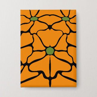 Badge Vert & Orange Moderne Abstrait Floral