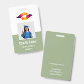 Badge Vert sauge| Carte d'identité professionnelle Sécur (Avant & arrière)