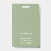 Badge Vert sauge| Carte d'identité professionnelle Sécur (Arrière)