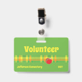 Badge vert scolaire bénévole (Avant avec clip)