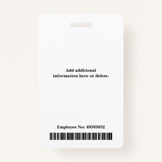 Badge Vertical Blue Custom Employee ID Photo Name (Dos)