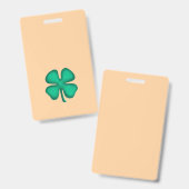 Badge vertical Lucky 4 Leaf Irish Clover marron (Avant & arrière)