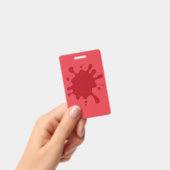 Badge Vertical Splash Rouge Tomate Personnalisé (Manuel / portable)