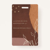 Badge Viande Abstraite de feuillage rose rouille orange (Dos)