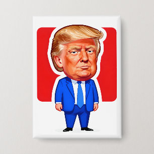 Badge Vibrant Pop‑Art Trump Caricature