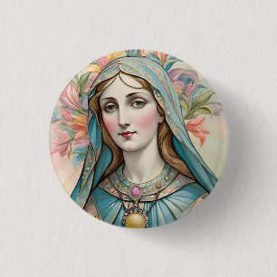 Badge Vierge Marie Ronde Button 3,2 Cm