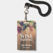 Badge Vignoble Bois et raisins Vin Visite de dégustation (Avant avec lanière)
