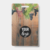 Badge Vignoble Bois et raisins Vin Visite de dégustation (Arrière)
