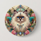 Badge  Vinage Ragdoll Cat Art Ronde Button 7,6 Cm (Voorkant)