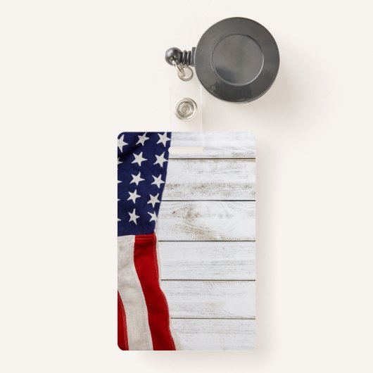 Badge Vintage American Flag (Front with Retractable)