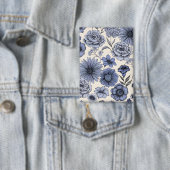 Badge Vintage Blue Toile Floral Botanical Pattern (Insitu)