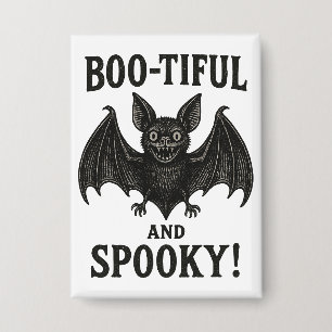 Badge Vintage Boo-tiful et Chauve-souris d'Halloween eff