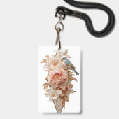 Badge Vintage Fleur Oiseau* (Avant avec lanière)