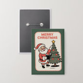 Badge Vintage Merry Christmas Holiday Santa Reading  (Recto/Verso)