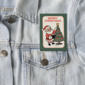 Badge Vintage Merry Christmas Holiday Santa Reading  (Insitu)