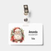 Badge Vintage Noël Père Noël Souriant (Arrière avec clip)