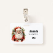 Badge Vintage Noël Père Noël Souriant (Dos avec clip)