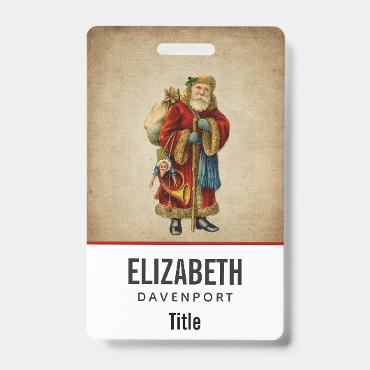 Badge Vintage Noël Vieux Monde Père Noël (Front)