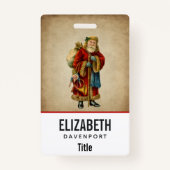 Badge Vintage Noël Vieux Monde Père Noël (Devant)