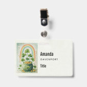Badge Vintage Pot of Gold and Rainbow Business (Face avec clip)