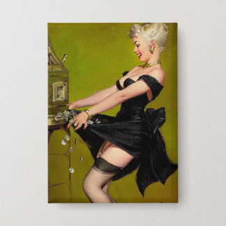 Badge Vintage Retro Machine à fente Casino Win Pinup Gir