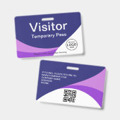 Badge violet avec code QR personnalisé pour visite (Avant & arrière)