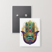 Badge Violet Green Gold Petals Hamsa Turquoise Third Eye (Recto/Verso)