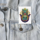 Badge Violet Green Gold Petals Hamsa Turquoise Third Eye (Insitu)