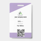 Badge Violet | Logo employé photo ou code QR de sécurité (Arrière)