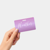 Badge Violet violet et script blanc personnalisé (Manuel / portable)