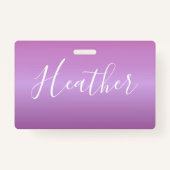 Badge Violet violet et script blanc personnalisé (Dos)