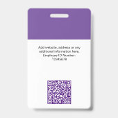 Badge Violet violet Nom de l'employé Logo de l'entrepris (Arrière)