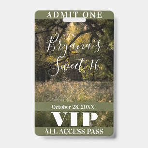 Badge VIP 16 ans sucré forêt enchantée florale rus