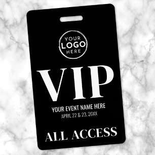 Badge VIP Accès Illimité Événement Logo Noir