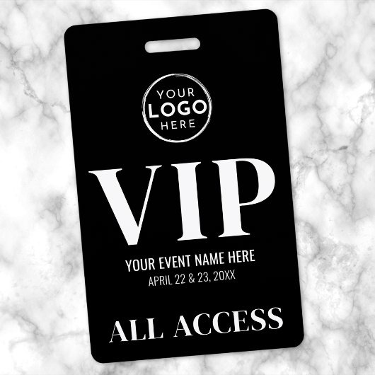 Badge VIP Accès Illimité Événement Logo Noir