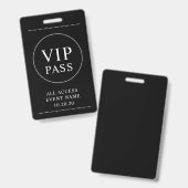 Badge VIP Accès Illimité Evénement Simple Noir Bla (Avant & arrière)