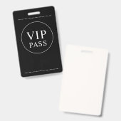 Badge VIP Accès Illimité Événement Simple Noir Bla (Avant & arrière)