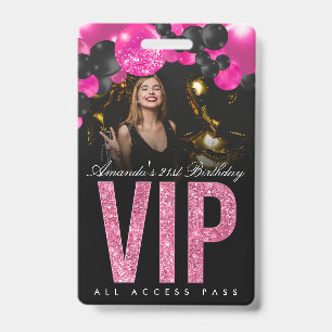 Badge VIP Accès Illimité Personnalisable Noir et R