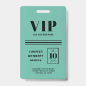 Badge VIP Accès total Turquoise noir (Arrière)