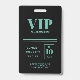 Badge VIP Accès total Turquoise noir