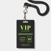 Badge VIP Accès Total Vert Fluorescent (Avant avec lanière)