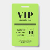 Badge VIP Accès Total Vert Fluorescent (Arrière)