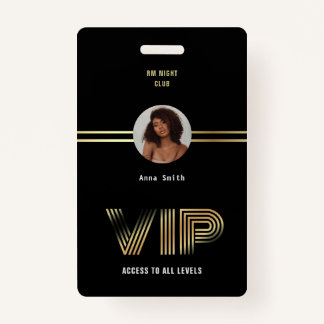 Badge VIP Access Membre Gold Foil Photo Nighclub