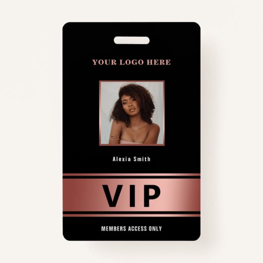 Badge VIP Access Membre uniquement rose or glam photo (Devant)