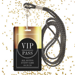 Badge VIP All Access Event Metallic Gold Black